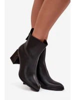 Dámské zateplené kotníkové boty na sloupku z pravé kůže – černé Vinceza Dámské zateplené kotníkové boty na sloupku z pravé kůže – černé Vinceza