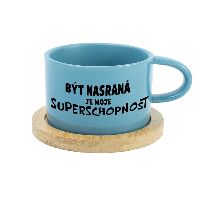 BÝT NASRANÁ JE MOJE SUPERSCHOPNOST - modrý hrníček makronka 200 ml BÝT NASRANÁ JE MOJE SUPERSCHOPNOST - modrý hrníček makronka 200 ml