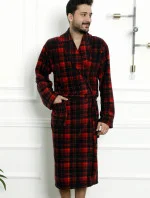 Pánský župan 1007 červené káro - CoCoon