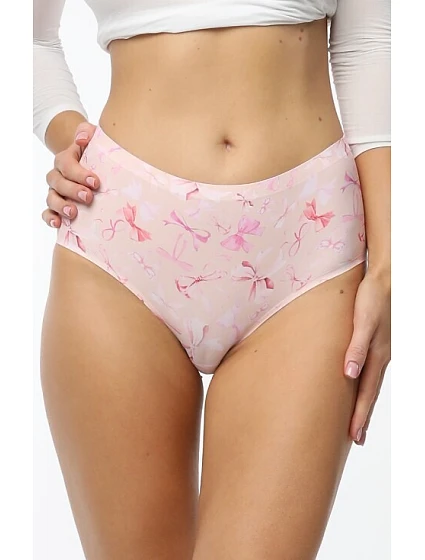 Dámské kalhotky Sweet model 22188195 Simple Maxi růžové s mašličkami - Julimex Dámské kalhotky Sweet model 22188195 Simple Maxi růžové s mašličkami - Julimex