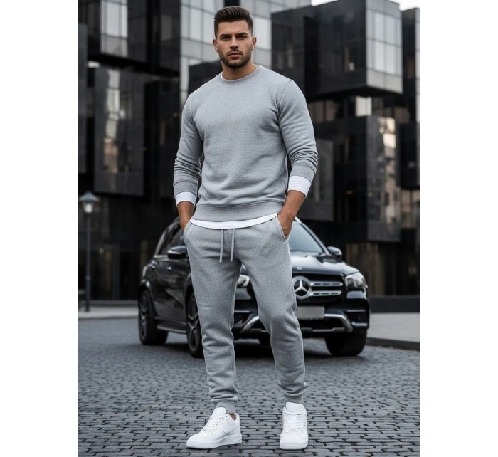 Pánská hladká šedá mikina BX3354