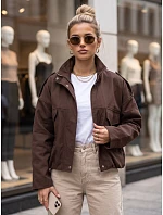 Dámská oversize přechodová bunda s límcem, čokoládová, FashionStreet TY6089 Dámská oversize přechodová bunda s límcem, čokoládová, FashionStreet TY6089