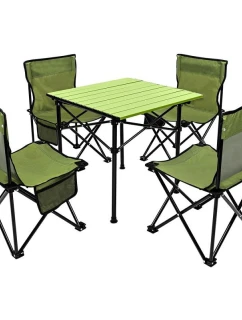 TURISTICKÁ SADA 5V1 STŮL A 4 ŽIDLE ZELENÁ