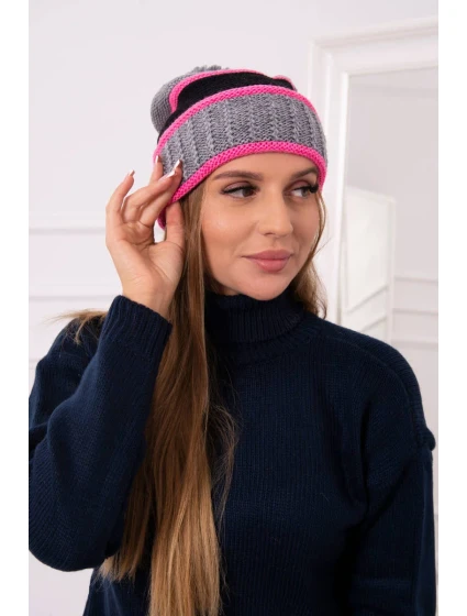 Dámská čepice Kinga K297 tmavě šedá+černá Dámská čepice Kinga K297 tmavě šedá+černá