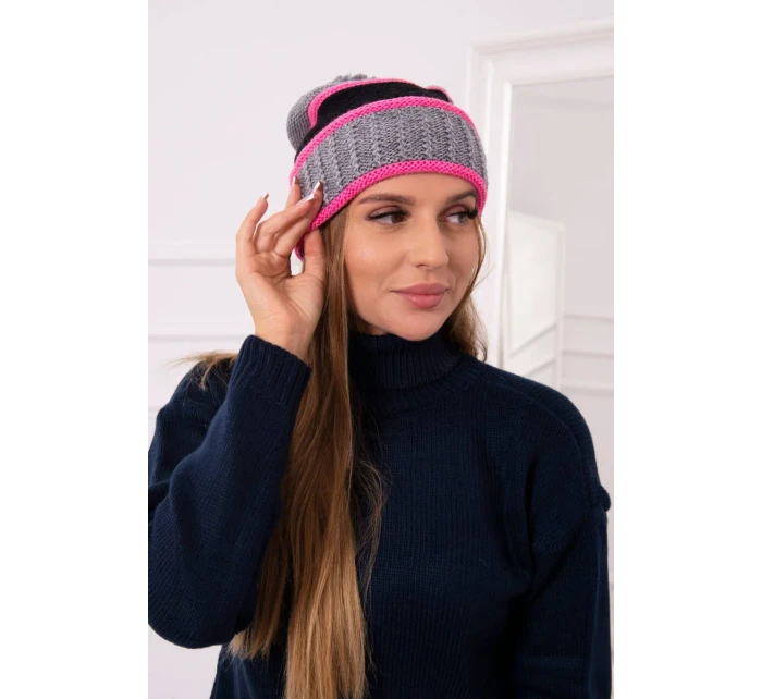 Dámská čepice Kinga K297 tmavě šedá+černá Dámská čepice Kinga K297 tmavě šedá+černá