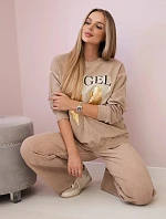 Bavlněný komplet Angel teplákové + kalhoty velbloud