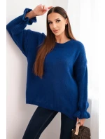 Dámský svetr s příměsí mohéru a vlny volného střihu model 21764755 - K-Fashion Dámský svetr s příměsí mohéru a vlny volného střihu model 21764755 - K-Fashion