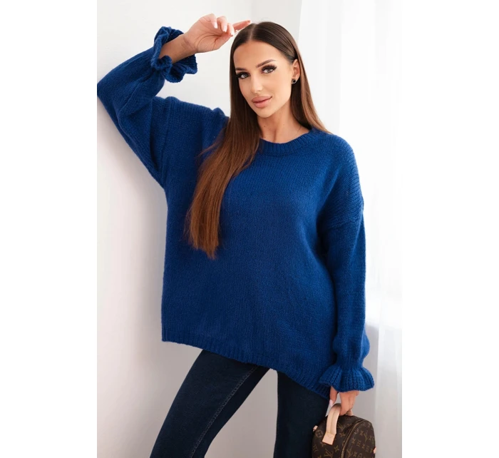 Dámský svetr s příměsí mohéru a vlny volného střihu model 21764755 - K-Fashion Dámský svetr s příměsí mohéru a vlny volného střihu model 21764755 - K-Fashion