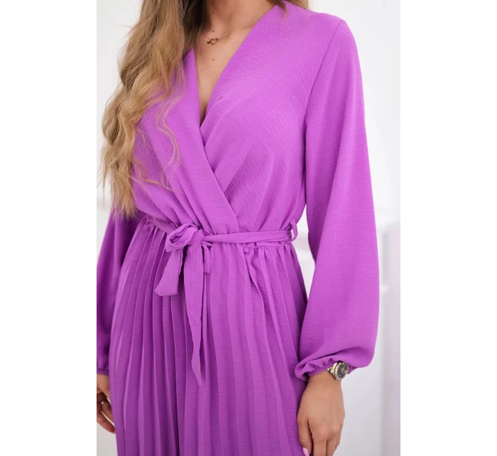 Šaty se svázaným plisovaným lemem fialka