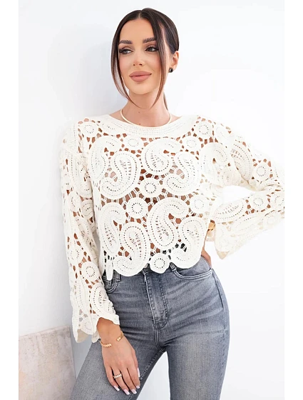 Dámský letní krajkový svetr s knoflíky a dlouhým rukávem černý