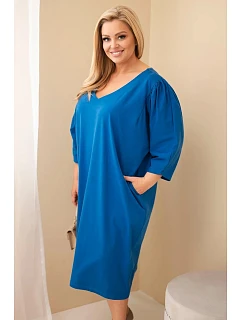 Dámské šaty Plus Size s kapsami chrpově modrá