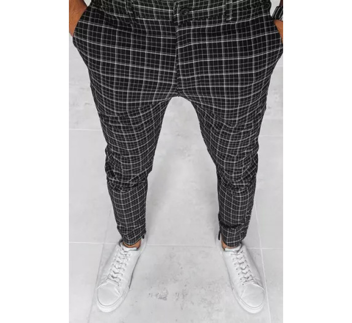 Pánské černé kostkované chino kalhoty Dstreet UX3968