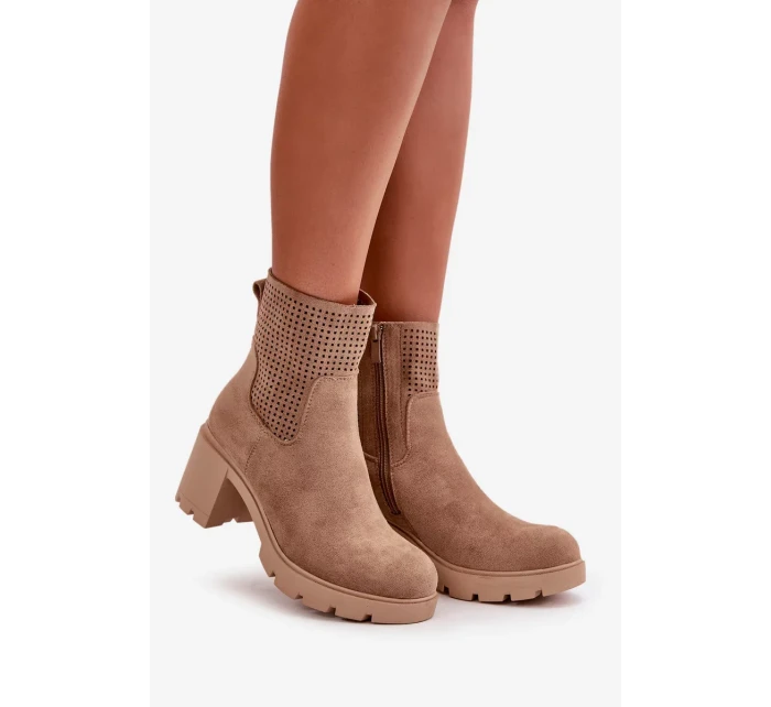 Dámské Kotníkové Boty Na Podpatku Na Zip Eko Semišové Béžové Rashmi Dámské Kotníkové Boty Na Podpatku Na Zip Eko Semišové Béžové Rashmi