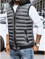 Pánská prošívaná šedá vesta FashionStreet TX4093