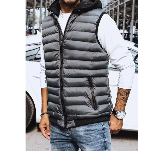 Pánská prošívaná šedá vesta FashionStreet TX4093