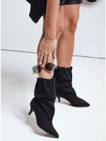 Dámské semišové kozačky s nařaseným svrškem černé FashionStreet ZY1138