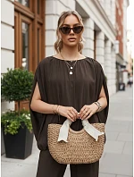 Dámská viskózová souprava se širokými kalhotami, hnědá, FashionStreet AY1201