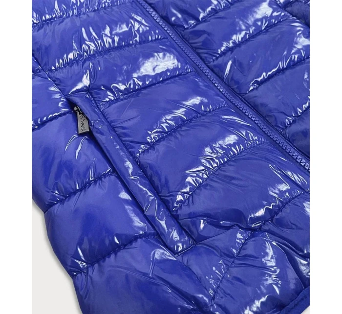 Světle modrá dámská lesklá vesta se stojáčkem (B0107)