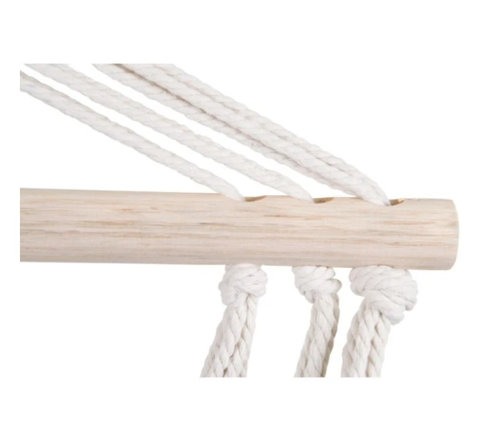 BRAZILSKÁ ZÁVĚSNÁ SEDAČKA HAMAK 100x50 cm PŘÍRODNÍ S VSTŘÍCNÝM PUSHEM BÍLÁ