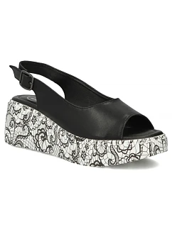 Dámské kožené sandály na platformě černé Filippo model 22135924