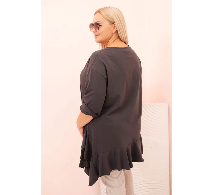 Dámská blůza Plus Size s model 21259114 kapsou a ohrnutým rukávem kiwi - K-Fashion Dámská blůza Plus Size s model 21259114 kapsou a ohrnutým rukávem kiwi - K-Fashion