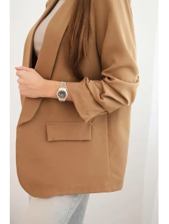 Elegantní sako s klopami tmavě model 21407149 - K-Fashion