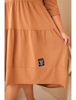 Dámská bavlněná sukýnka Plus Size s volánky a ohrnutým rukávem camelová Dámská bavlněná sukýnka Plus Size s volánky a ohrnutým rukávem camelová