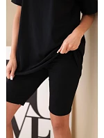 Dámský bavlněný komplet s krátkým rukávem a šortkami žlutý