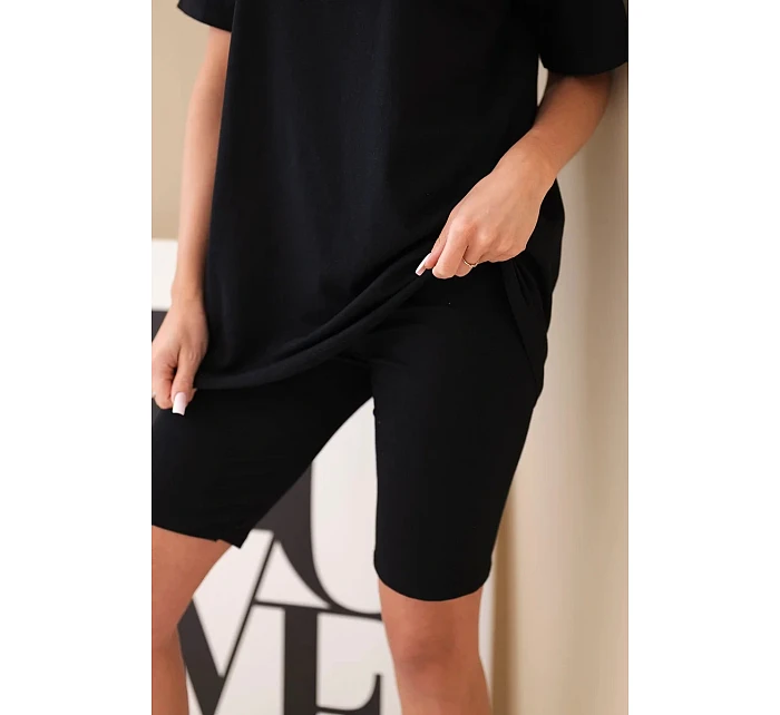 Dámský bavlněný komplet s krátkým rukávem a šortkami žlutý