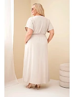 Dámské šaty Plus Size s model 22159107 pasem béžová - K-Fashion