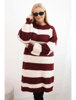 Dámské pletené šaty 8111 bordó-béžové - Kesi Dámské pletené šaty 8111 bordó-béžové - Kesi