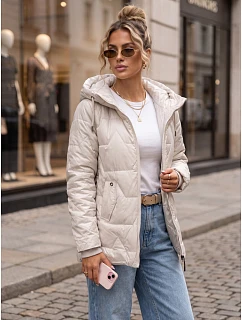 Dámská prošívaná přechodová bunda s kapucí, šedá, FashionStreet TY5798