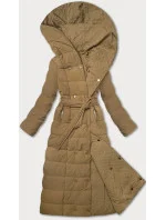 dámský kabát ve velbloudí barvě s páskem model 21248911 - STELLA FASHION