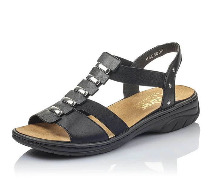 Černé kožené sandály W model 22050404 Rieker - Inny Černé kožené sandály W model 22050404 Rieker - Inny