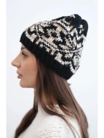 Dámská zimní vlněná čepice s ozdobnými krystalky K399 černá