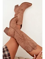 Dámské Kožené Kozačky na Podpatku Camel Wesly