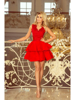 Exkluzivní červené dámské šaty s krajkovým výstřihem model 5962454
