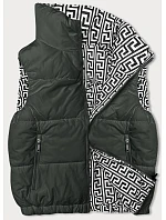 Krátká dámská péřová vesta v army barvě se stojáčkem model 18930945 - J.STYLE