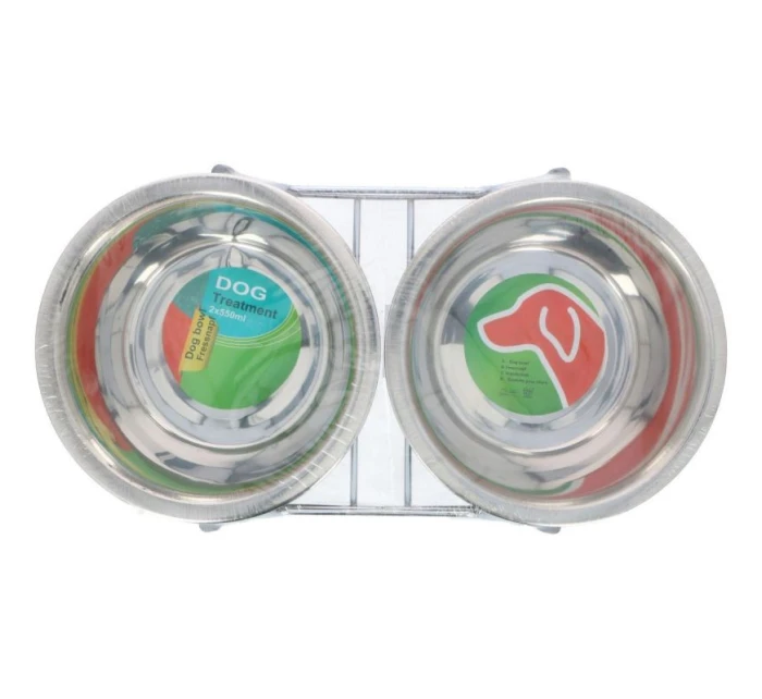 Nádoba pro psy a kočky z nerezové oceli 2x550ML