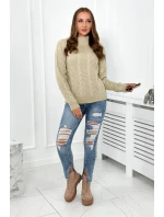 Svetr model 18966168 přes hlavu světle béžová - K-Fashion