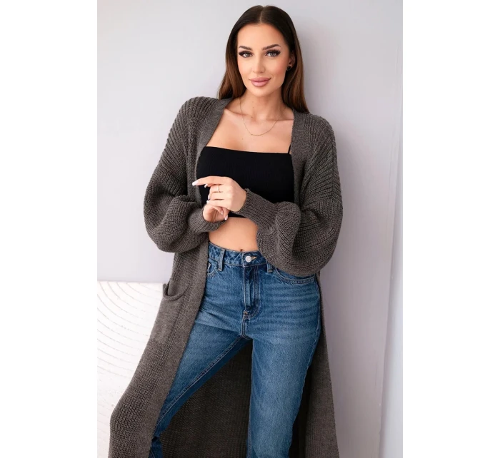 Dlouhý kardigan svetr cappuccino