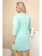 Dámská sukýnka Plus Size z bavlny s jednoduchým střihem a rukávem 3/4 mátová