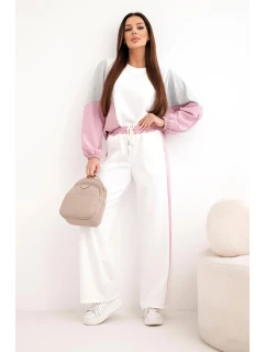 Dámská souprava s volnou mikinou a kalhotami s širokým model 21938022 tmavě růžový - K-Fashion
