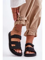 Dámské látkové sandály na zip černé model 21628607 - Boto Dámské látkové sandály na zip černé model 21628607 - Boto