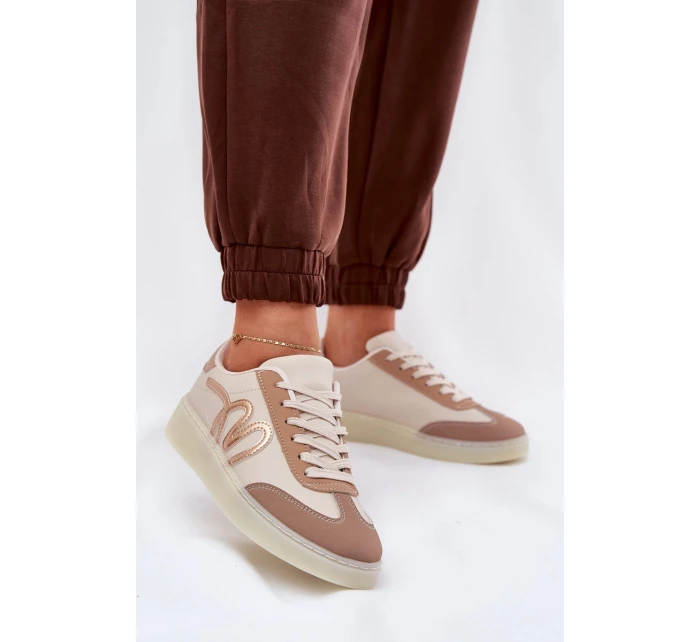 Nízké Dámské Sportovní Boty Z Eko Kůže Béžové Iladira Nízké Dámské Sportovní Boty Z Eko Kůže Béžové Iladira