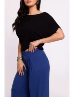 model 19670629 Viskózové kalhoty s elastickým pasem modré - BeWear