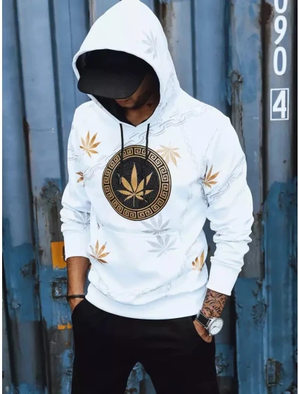 Pánská bílá mikina s potiskem FashionStreet BX5310