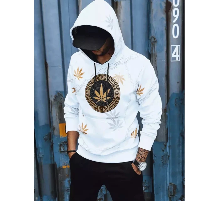 Pánská bílá mikina s potiskem FashionStreet BX5310