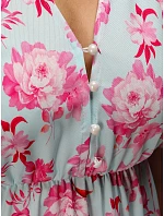 Dámské midi šaty s květinovým vzorem modré FashionStreet EY2659 Dámské midi šaty s květinovým vzorem modré FashionStreet EY2659