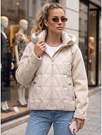 Kurtka damska zimowa pikowana z kapturem beżowa model 22350687 - FashionStreet Kurtka damska zimowa pikowana z kapturem beżowa model 22350687 - FashionStreet